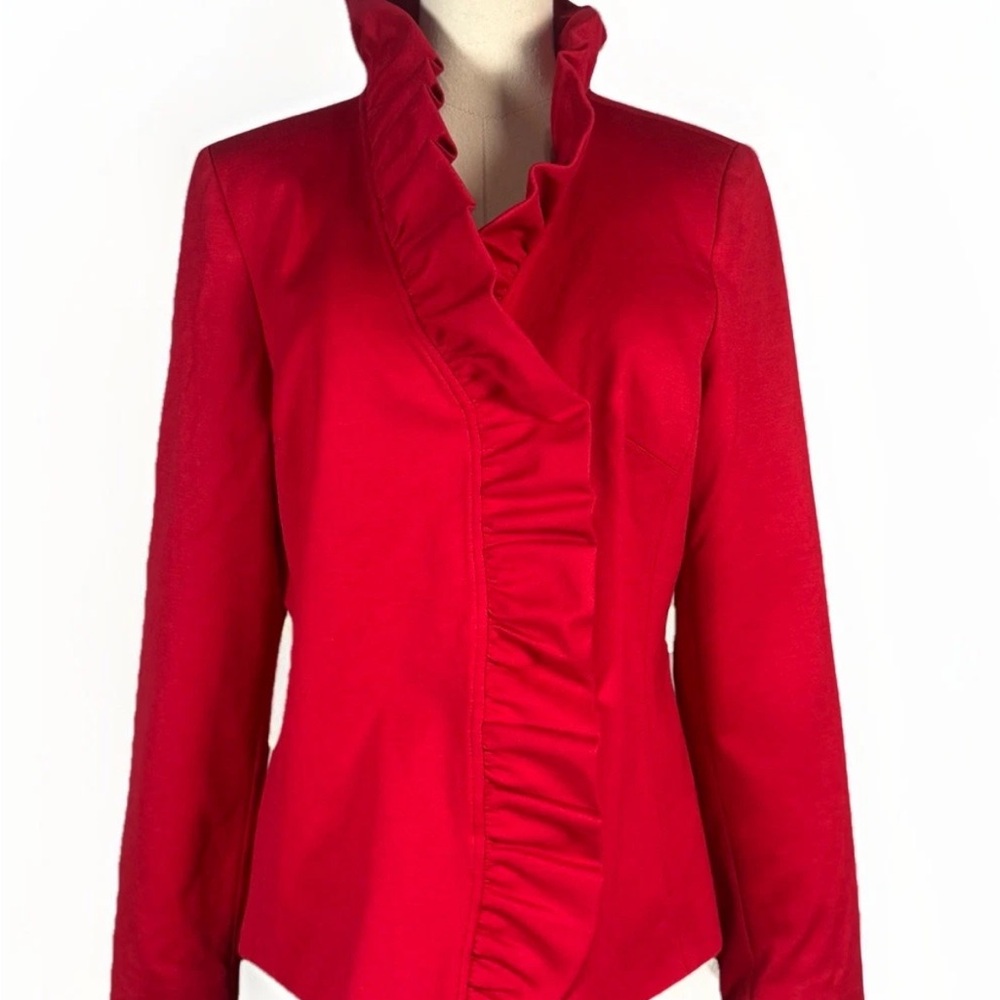 INC International Concepts Red Ruffled Blazer